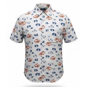 Tenth & Ocean Men's button down shirt fish Short Sleeve Sz XL Casual Beachwear